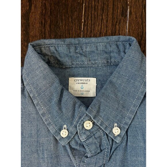 NWT J Crew Crewcuts Chambray Button Down Shirt Boys Size 12 L1814 $55 - Picture 3 of 9